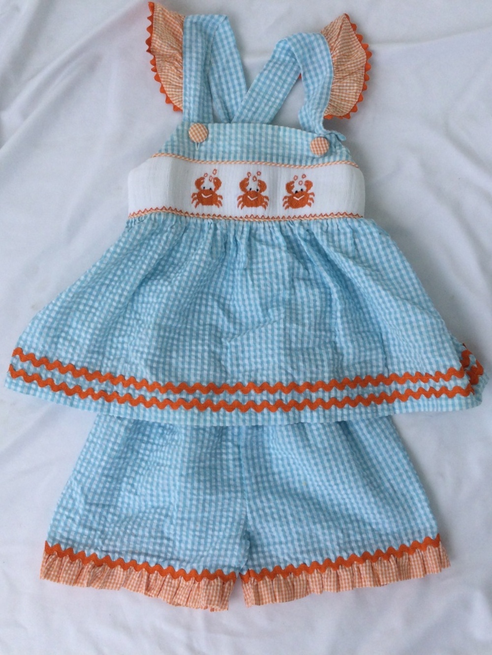 Three Sisters Smocked Crab Top and Bloomers Matching Set Size 6X